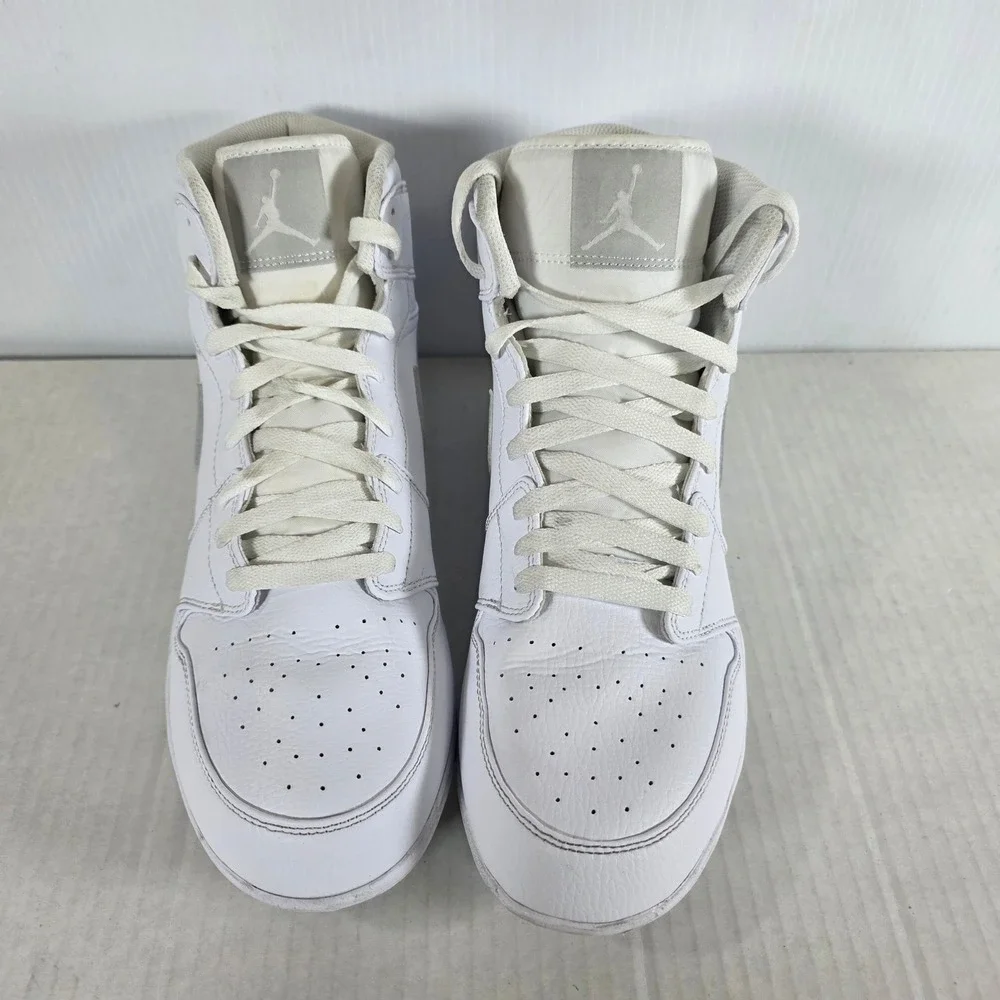 Nike Air Jordan 1 Retro Mid TD Football Cleats White Grey Fog Size 12 FJ6805-101